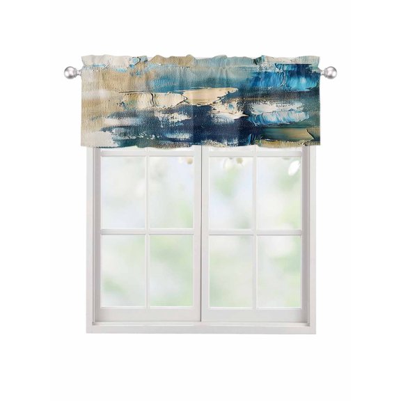 Valances for Windows Abstract Oil Painting Rod Pocket Cafe Window Treatments Valance Curtains for Kitchen Bathroom Laundry Basement Windows 42"x12"