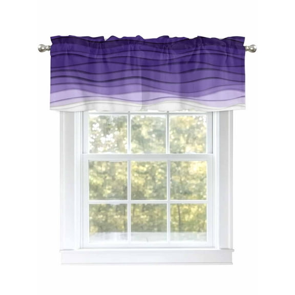 Valances for Windows Abstract Purple Gradient Ocean Waves Sandy Beach Rod Pocket Kitchen Window Curtain Valance, Window Treatment Valance Curtains for Kitchen Living Room Bathroom, 54"x18"