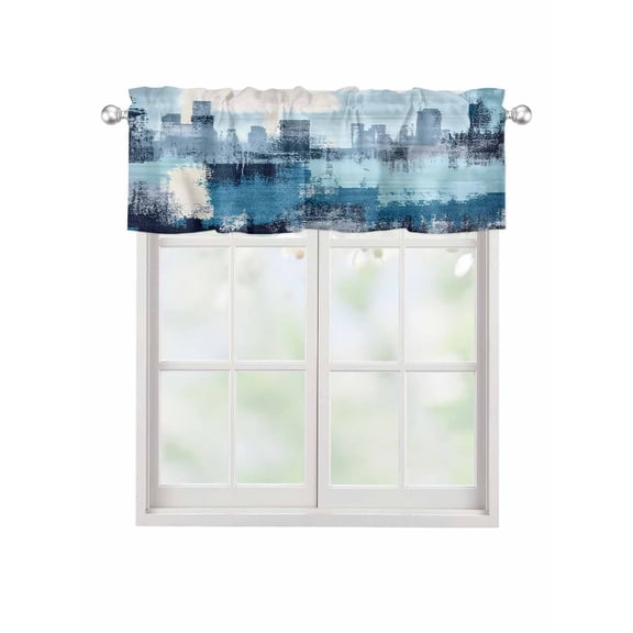 Valances for Windows Abstract Urban Silhouette Rod Pocket Cafe Window Treatments Valance Curtains for Kitchen Bathroom Laundry Basement Windows 42"x12"