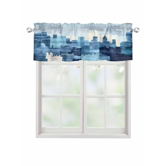 Valances for Windows Abstract Urban Silhouette Rod Pocket Cafe Window Treatments Valance Curtains for Kitchen Bathroom Laundry Basement Windows 56"x16"