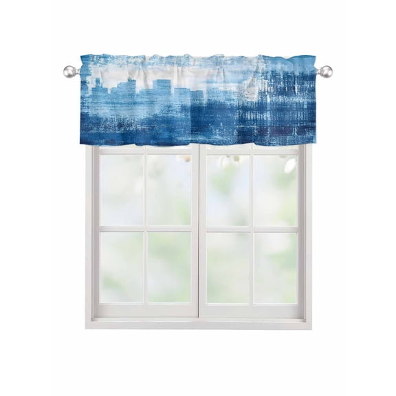 Valances for Windows Abstract Urban Silhouette Rod Pocket Cafe Window Treatments Valance Curtains for Kitchen Bathroom Laundry Basement Windows 60"x14"