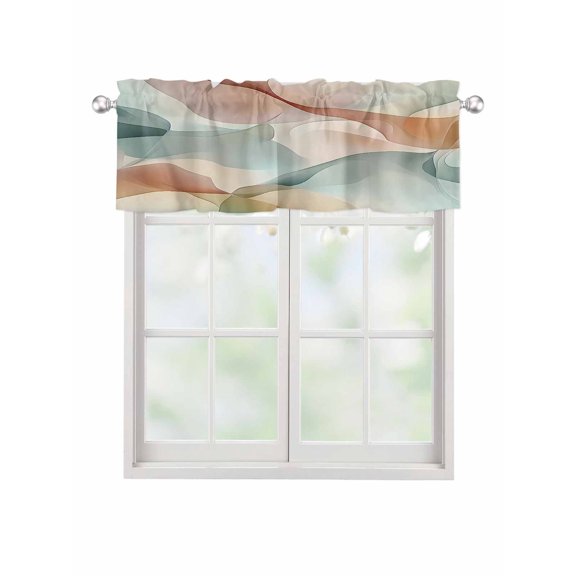Valances for Windows Abstract Water Ripple Rod Pocket Cafe Window Treatments Valance Curtains for Kitchen Bathroom Laundry Basement Windows 42"x12"