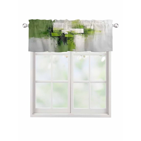 Valances for Windows Abstract Watercolor Rod Pocket Cafe Window Treatments Valance Curtains for Kitchen Bathroom Laundry Basement Windows 42"x12"