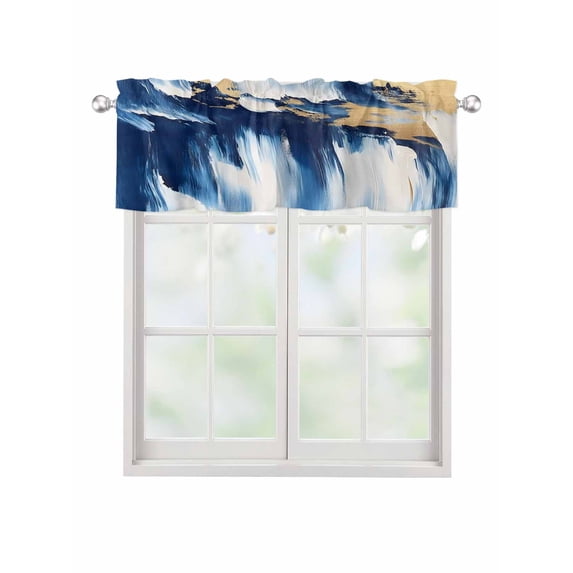 Valances for Windows Abstract Watercolor Leaf Rod Pocket Cafe Window Treatments Valance Curtains for Kitchen Bathroom Laundry Basement Windows 54"x18"