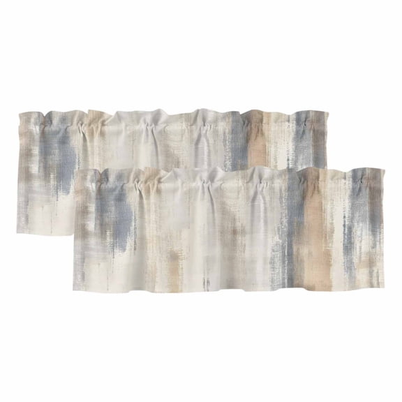 Valances for Windows, Beige Grey Kitchen Curtains Valances 2 Pack for Living Room Bedroom Bathroom, Abstract Mottled Art Retro Modern Painting Light Filtering Curtains Rod Pocket Valance 42"x18"