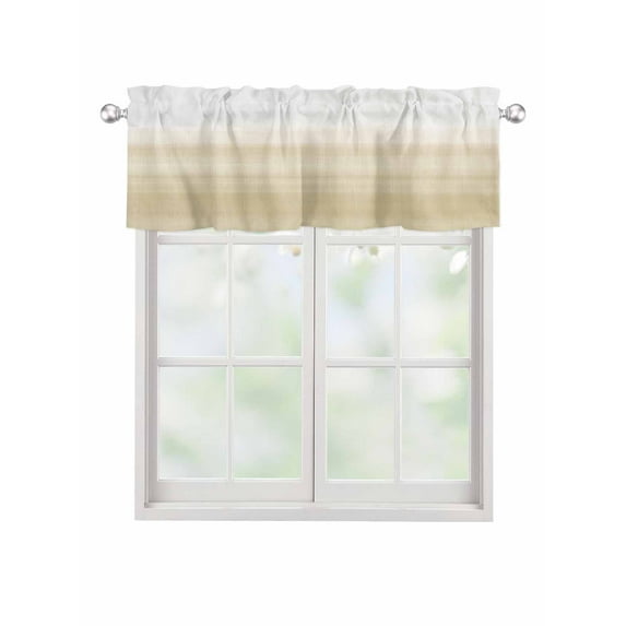 Valances for Windows Beige White Gradient Rod Pocket Cafe Window Treatments Valance Curtains for Kitchen Bathroom Laundry Basement Windows 60"x14"