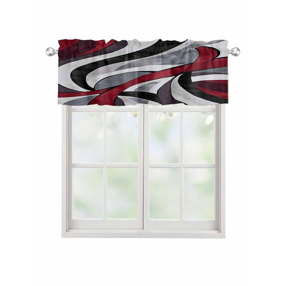 Valances for Windows Black Red Twist Art Rod Pocket Cafe Window Treatments Valance Curtains for Kitchen Bathroom Laundry Basement Windows 56"x16"