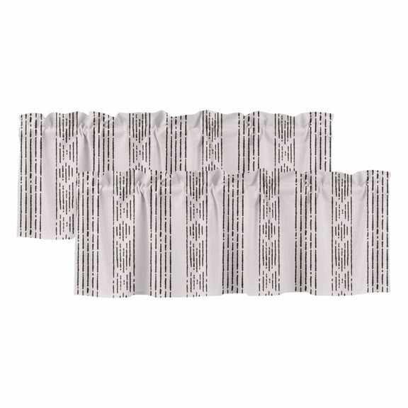 Valances for Windows, Black Stripe Kitchen Curtains Valances 2 Pack for Living Room Bedroom Bathroom, Modern Abstract Vertical Stripes Beige Light Filtering Curtains Rod Pocket Valance 42"x12"
