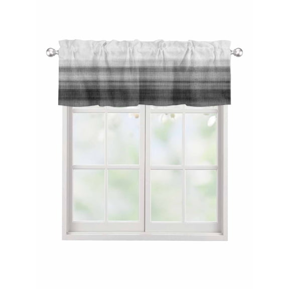 Valances for Windows Black White Gradient Rod Pocket Cafe Window Treatments Valance Curtains for Kitchen Bathroom Laundry Basement Windows 42"x12"