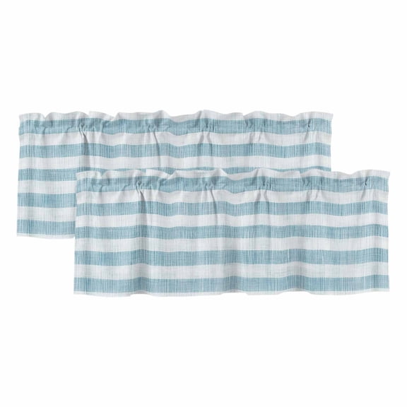Valances for Windows, Blue Striped Valance Curtains Blackout Drapes for Kitchen/Bathroom/Cafe, Rustic Farmhouse Stripes Rod Pocket Window Toppers Valances 2 Pack Clearance 42''x12''