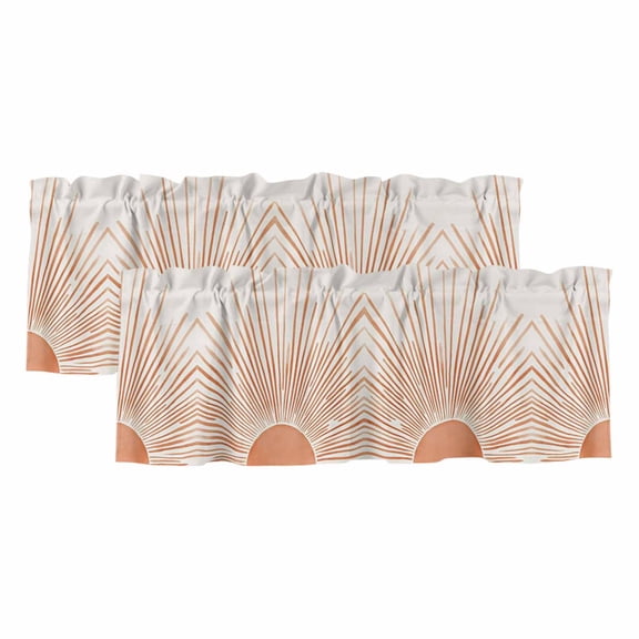 Valances for Windows, Boho Abstract Sun Valance Curtains Blackout Drapes for Kitchen/Bathroom/Cafe, Modern Beige Sun Light Lines Rod Pocket Window Toppers Valances 2 Pack Clearance 42''x12''