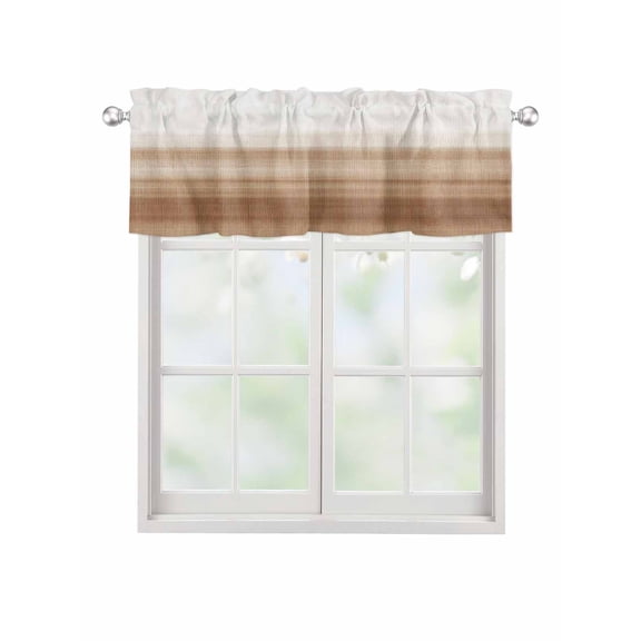 Valances for Windows Brown White Gradient Rod Pocket Cafe Window Treatments Valance Curtains for Kitchen Bathroom Laundry Basement Windows 42"x18"