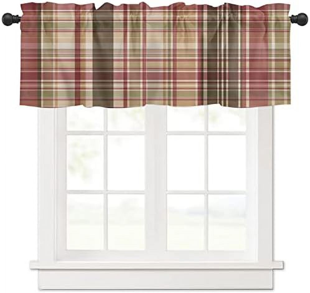 Valances for Windows Buffalo Check Plaid Fall Kitchen Curtains Brown