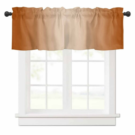 Valances for Windows Burnt Orange Ombre Solid Color Gradient Modern Art Valance Rod Pocket Window Treatments Curtains for Kitchen Small Windows Living Room Bedroom Bathroom, 60"x18"