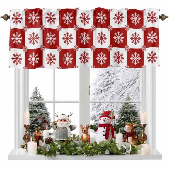 Valances for Windows Christmas Snowflakes Rod Pocket Cafe Window Treatments Valance Curtains for Kitchen Bathroom Laundry Basement Windows 60"x14"