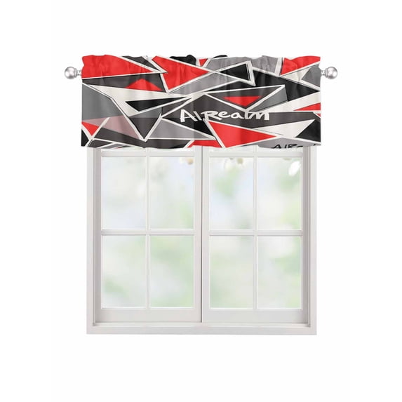 Valances for Windows Color Block Triangle Rod Pocket Cafe Window Treatments Valance Curtains for Kitchen Bathroom Laundry Basement Windows 54"x18"