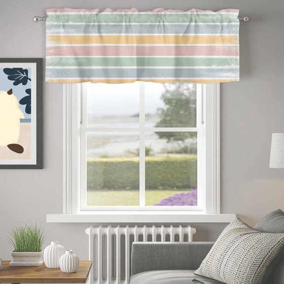 Valances for Windows,Colorful Stripe Color Block Kitchen Curtain Valance Short Rod Pocket Panels Brush Rainbow Small Window Treatment for Living Room Bedroom Bathroom,42"Wx12"L