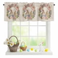 thumbnail image 1 of Valances for Windows Easter Cute Bunny Spring Floral Rod Pocket Short Curtain for Bathroom Living Room Bedroom Watercolor Egg Flower on Flax 1 Panel 54x18in, 1 of 9