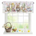 thumbnail image 1 of Valances for Windows Easter Cute Rabbit Dwarf Eggs Rod Pocket Short Curtain for Bathroom Living Room Bedroom Spring Flower Colorful Stripes 1 Panel 42x12in, 1 of 9