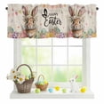 thumbnail image 1 of Valances for Windows Easter Rabbit Colorful Egg Rod Pocket Short Curtain for Bathroom Living Room Bedroom Spring Flower Retro Linen Texture 1 Panel 54x18in, 1 of 9