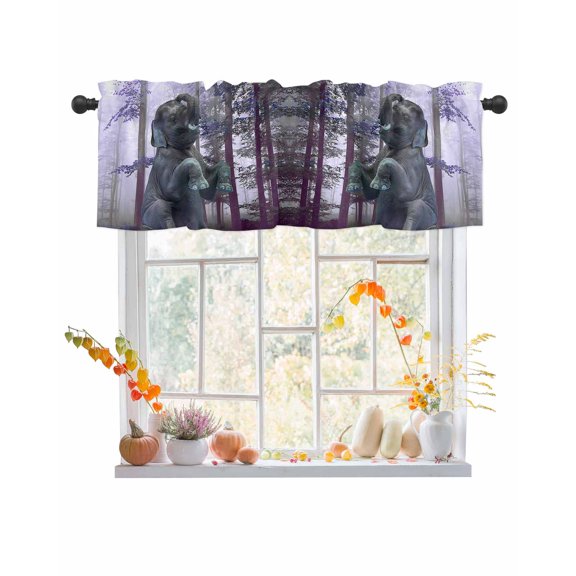 Valances for Windows Elephant in the Forest Rod Pocket Cafe Window Treatments Valance Curtains for Kitchen Bathroom Laundry Basement Windows 56"x16"