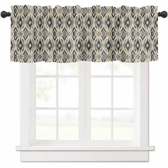 Valances for Windows, Ethnic Tribal Abstract Geometric Texture Kitchen Window Valances Rod Pocket Valances Curtains for Living Room Bathroom 54 x 18 Inch, 1 Panel