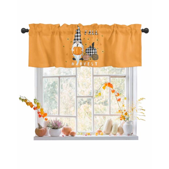 Valances for Windows Fall Harvest Maple Leaves Leprechaun Pumpkin Rod Pocket Cafe Window Treatments Valance Curtains for Kitchen Bathroom Laundry Basement Windows 56"x16"