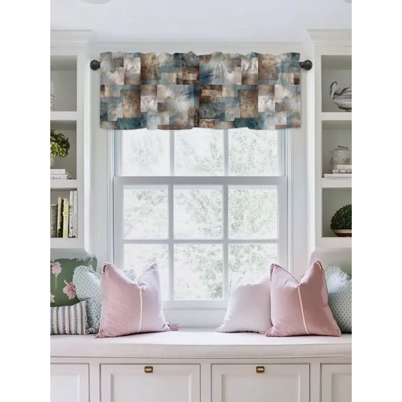 Valances for Windows,Gradient Color Block Abstract Art Kitchen Curtain Valance Short Rod Pocket Panels Twisted Line Modern Style Small Window Treatment for Living Room Bedroom Bathroom,42"Wx12"L
