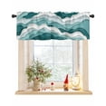 thumbnail image 1 of Valances for Windows, Gradient Ocean Waves Turquoise Teal Gradient Waves Rod Pocket Short Window Valance Curtains Holiday Window Treatment for Kitchen Living Room Bathroom, 42"x12", 1 of 7
