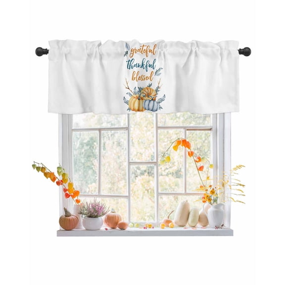 Valances for Windows Grateful Thankful Blessed Rod Pocket Cafe Window Treatments Valance Curtains for Kitchen Bathroom Laundry Basement Windows 54"x18"