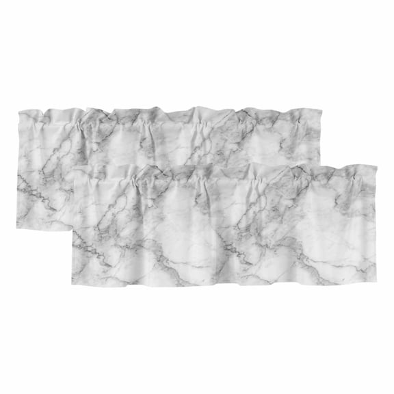 Valances for Windows, Gray Marble Kitchen Curtains Valances 2 Pack for Living Room Bedroom Bathroom, Modern Simple Gradient Abstract Patterned Light Filtering Curtains Rod Pocket Valance 42"x12"