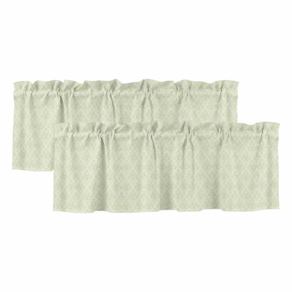 Valances for Windows, Green Floral Valance Curtains Blackout Drapes for Kitchen/Bathroom/Cafe, Farmhouse Luxury Scroll Flowers Patterned Rod Pocket Window Toppers Valances 2 Pack Clearance 42''x12''
