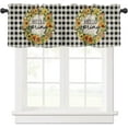 thumbnail image 1 of Valances for Windows, Hello Spring Rod Pocket Kitchen Curtains Valances 54x18inch Short Window Curtains for Kitchen/Bathroom, Small Kitchen Valances, Sunflower Floral Wreath Black White Lattice, 1 of 6