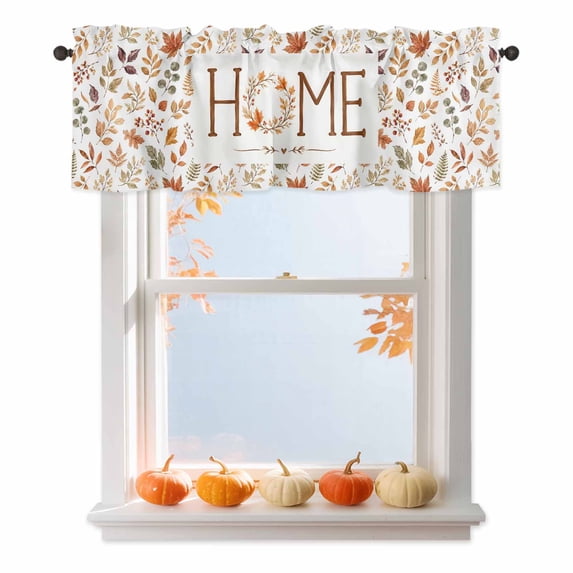 Cafe Small Window Valances for Windows Home Words Fall Maple Leaves Rod Pocket Short ...