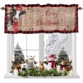 thumbnail image 1 of Valances for Windows Merry Xmas Farm Cows Santa Hats Rod Pocket Short Curtain for bathroom living room bedroom Pine Branches Retro Plank 1 Panel 54x18in, 1 of 7