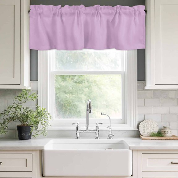 Valances for Windows,Minimalist Solid Color Lilac Kitchen Curtain Valance Short Rod Pocket Panels Light Purple Monochrome Art Small Window Treatment for Living Room Bedroom Bathroom,42"Wx12"L