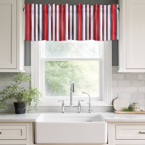 Valances for Windows,Modern Minimalist Stripe Line on White Kitchen Curtain Valance Short Rod Pocket Panels Abstract Geometrical Art Small Window Treatment for Living Room Bedroom Bathroom,42"Wx12"L