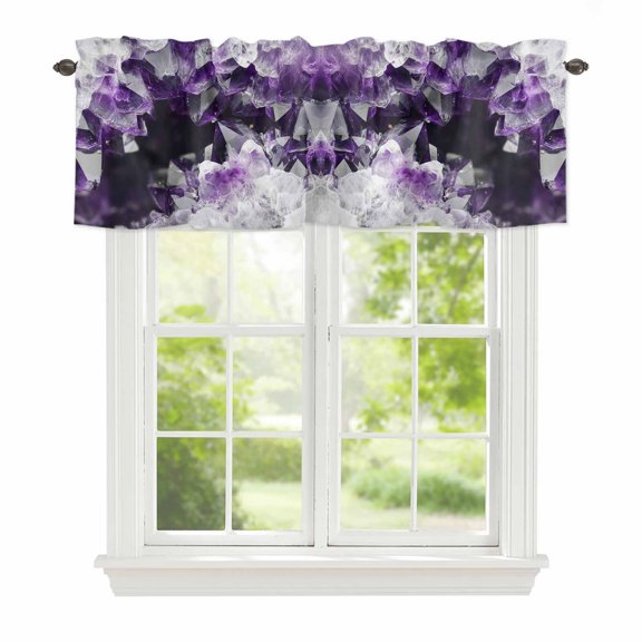 Valances for Windows Natural Wild Crystal Agate Stone Rod Pocket Short Curtain for Bathroom Living Room Bedroom Abstract Modern Marble Texture 1 Panel 42x12in