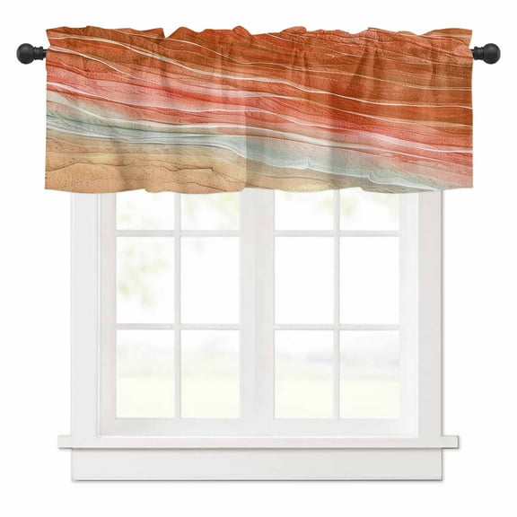 Valances for Windows Orange Gradient Seaside Ocean Wave Ombre Valance Rod Pocket Window Treatments Curtains for Kitchen Small Windows Living Room Bedroom Bathroom, 54"x18"