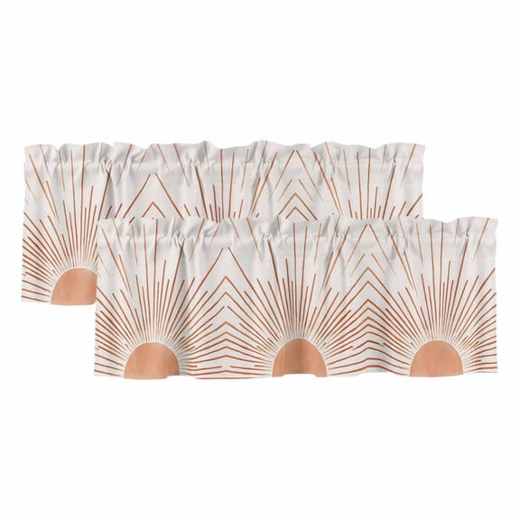 Valances for Windows, Orange Sunshine Valance Curtains Blackout Drapes for Kitchen/Bathroom/Cafe, Lines Retro Abstract Middle Century Rod Pocket Window Toppers Valances 2 Pack Clearance 42''x12''