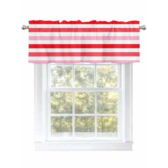 Valances for Windows Pink Red Gradient Striped Rod Pocket Cafe Window Treatments Valance Curtains for Kitchen Bathroom Laundry Basement Windows 54"x18"