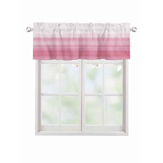 Valances for Windows Pink White Gradient Rod Pocket Cafe Window Treatments Valance Curtains for Kitchen Bathroom Laundry Basement Windows 56"x16"