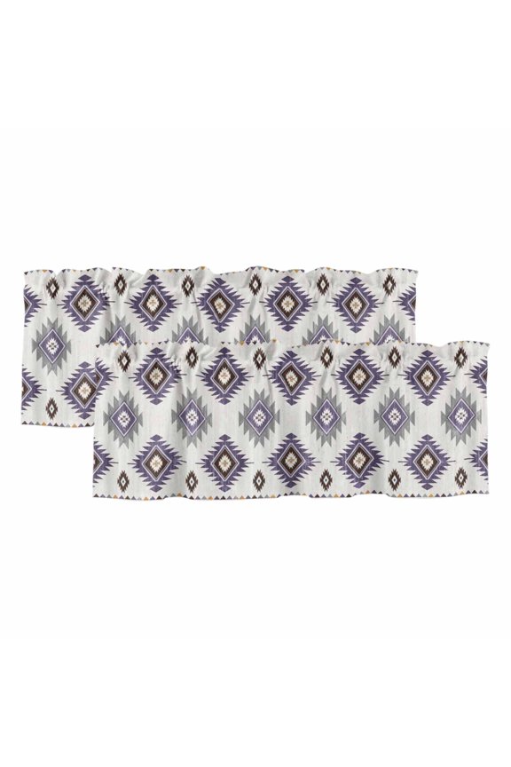 Valances for Windows, Purple Aztec Valance Curtains Blackout Drapes for Kitchen/Bathroom/Cafe, Southwest Boho Abstract Gray Geometric Rod Pocket Window Toppers Valances 2 Pack Clearance 42''x12''