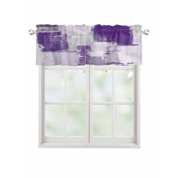 Valances for Windows Purple Grey Abstract Rod Pocket Cafe Window Treatments Valance Curtains for Kitchen Bathroom Laundry Basement Windows 42"x18"