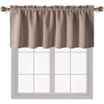 thumbnail image 1 of Valances for Windows - Rod Pocket Room Darkening Thermal Insulated Small Curtains for Living Room, Bathroom, Bedroom, Kitchen (One Panel, 42" W x 12" L) Taupe Solid, 1 of 3
