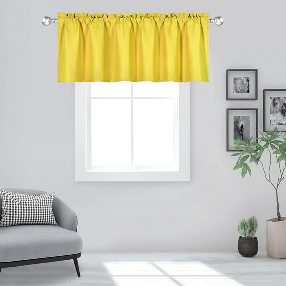 Valances for Windows - Rod Pocket Room Darkening Thermal Insulated Small Curtains for Living Room, Bathroom, Bedroom, Kitchen (One Panel, 42" W x 14" L) Mustard Yellow Solid