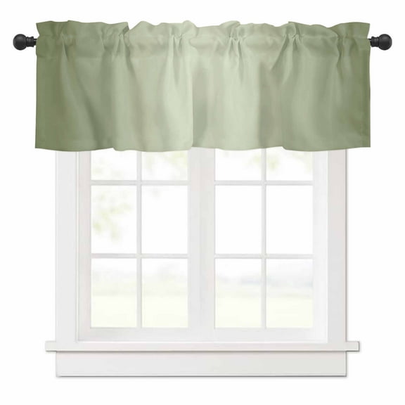 Valances for Windows Sage Green Ombre Solid Color Gradient Modern Art Valance Rod Pocket Window Treatments Curtains for Kitchen Small Windows Living Room Bedroom Bathroom, 60"x18"