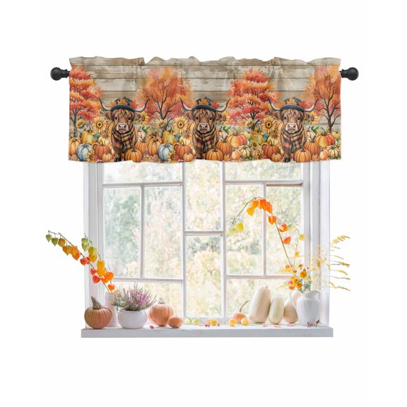 Valances for Windows Scottish Highland Cow Rod Pocket Cafe Window Treatments Valance Curtains for Kitchen Bathroom Laundry Basement Windows 56"x16"