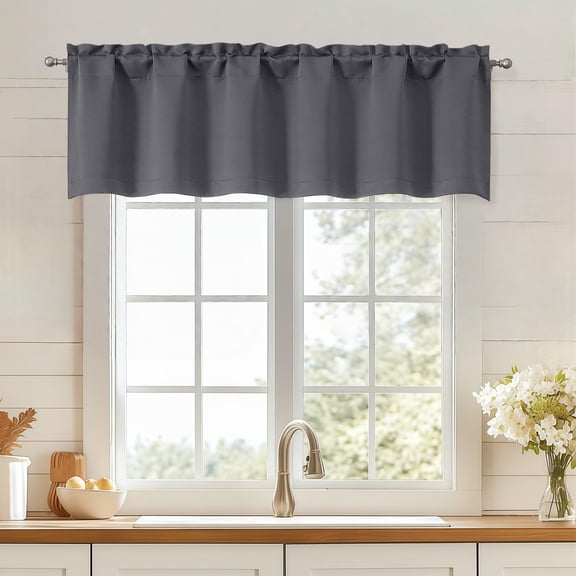 Valances for Windows, Small Blackout Curtains for Kitchen Bedroom Living Room, Rod Pocket Privacy Modern Solid Short Window Treatment Valance Bathroom Panels, 60" Wx14 L,1 Piece