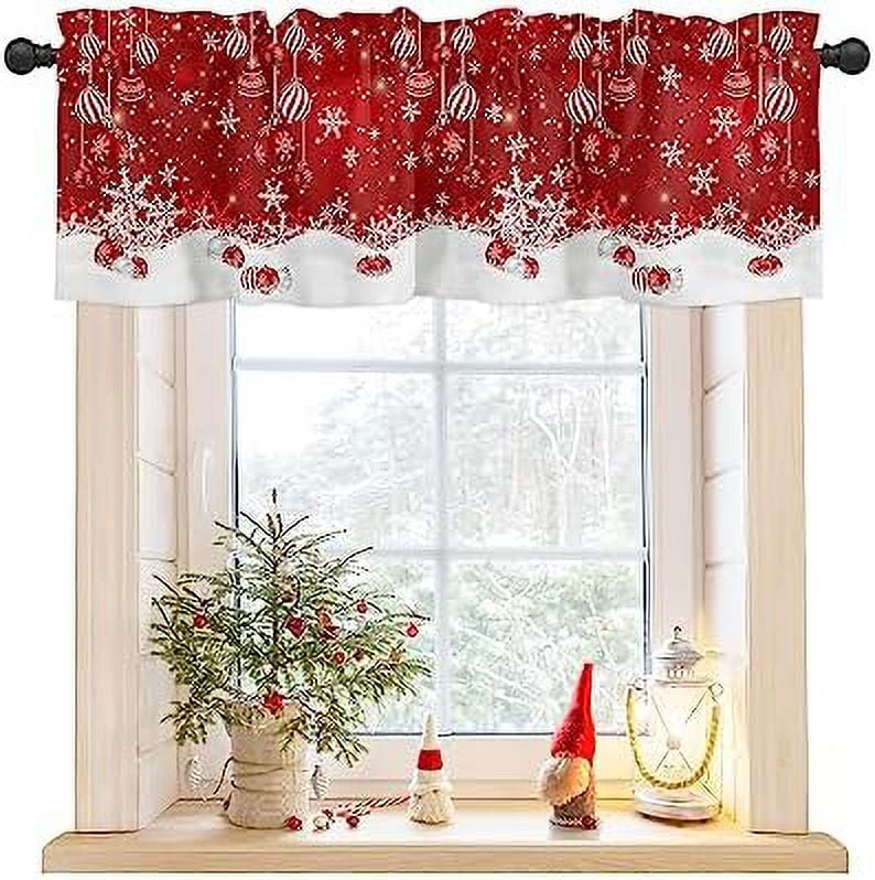 Valances for Windows Snowman Snowflake Christmas Kitchen Curtain